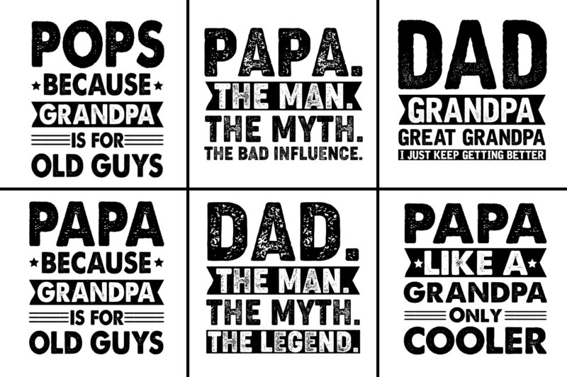 Dad Papa Daddy Father’s Day T-Shirt Designs SVG Bundle