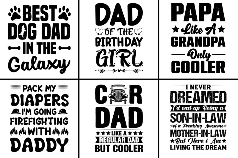 Dad Papa Daddy Father T-Shirt Design Svg Bundle