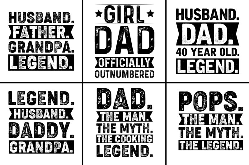 Dad Papa Daddy Father’s Day T-Shirt Designs SVG Bundle