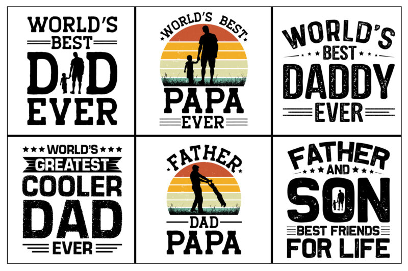 Dad Papa Daddy Father’s Day T-Shirt Designs SVG Bundle