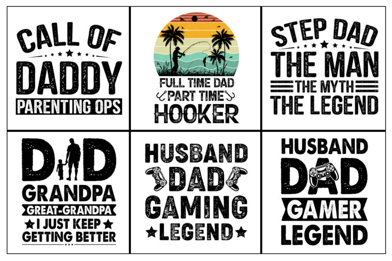 Dad Papa Daddy Father T-Shirt Design Svg Bundle