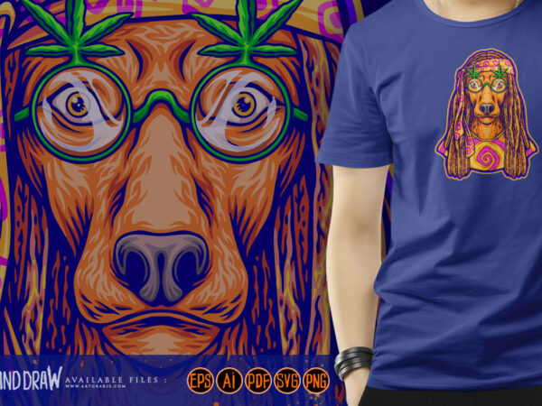 Dreadlock dog breeds fashion hippie lifestyle illustrations t shirt vector illustration