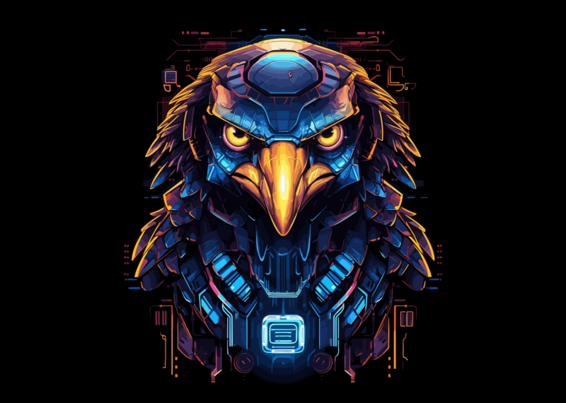 Eagle robot cyberpunk t shirt design graphic, Eagle robot best seller tshirt design, Eagle robot PNG file design