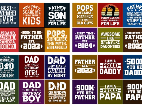 Father papa daddy t-shirt design bundle