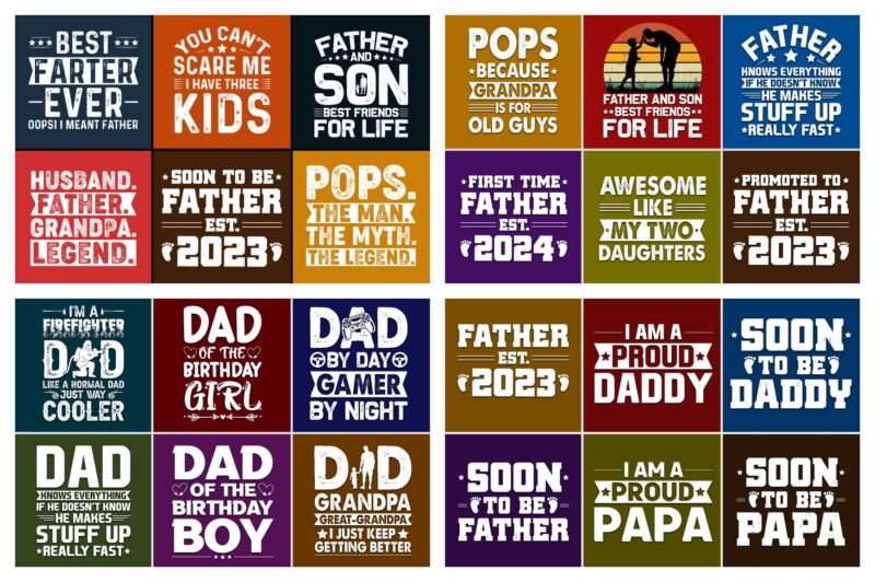 Father Papa Daddy T-Shirt Design Bundle