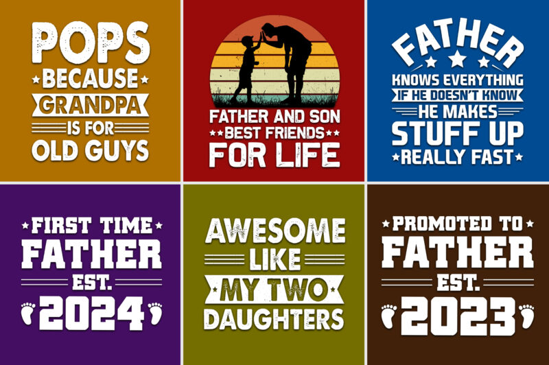 Father Papa Daddy T-Shirt Design Bundle
