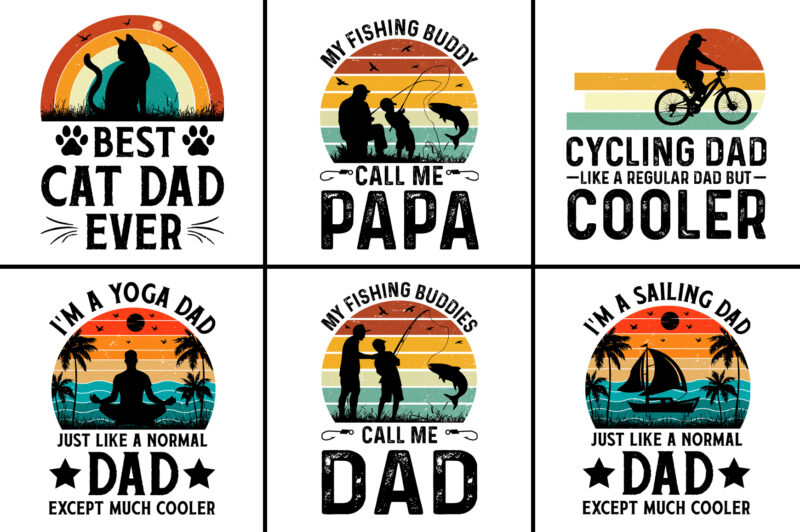 Father’s Day Sunset T-Shirt Design SVG Bundle