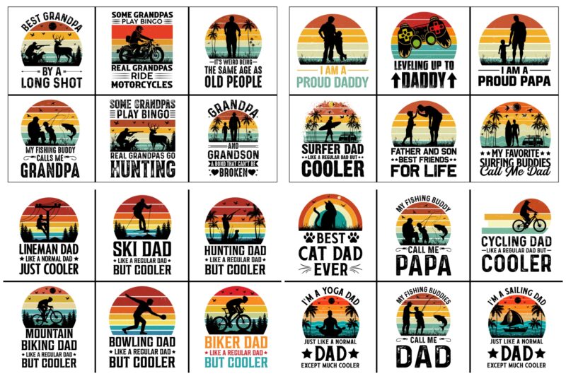 Father’s Day Sunset T-Shirt Design SVG Bundle