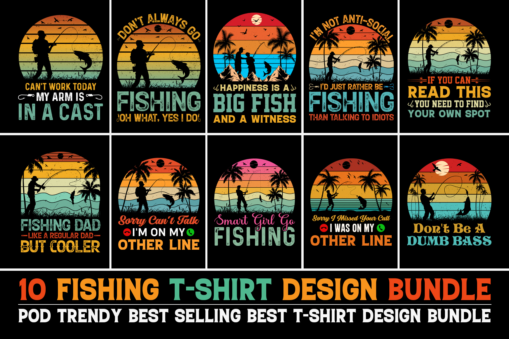 Fishing T-Shirt Design Bundle-Trendy Pod Best T-Shirt Design