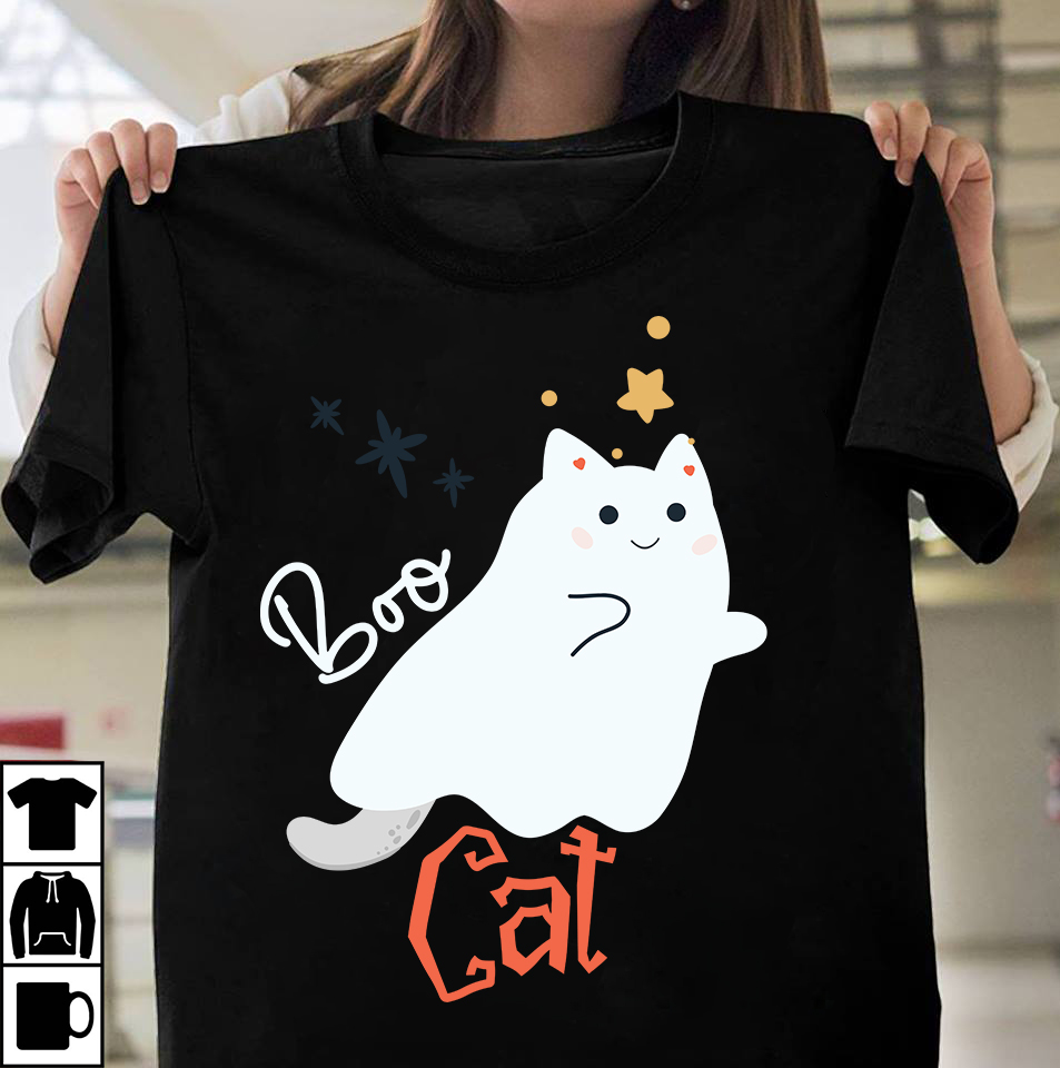 Boo Cat T-Shirt Design , Boo Cat SVG Design, Show me Your Kitties T ...