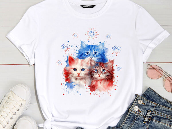 Funny three cat 4th of july american flag patriotic cat pc t shirt graphic design