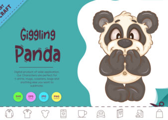 Giggling Cartoon Panda. Clipart.