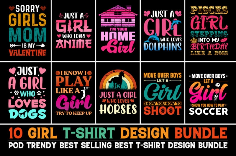 Girl T-Shirt Design Bundle