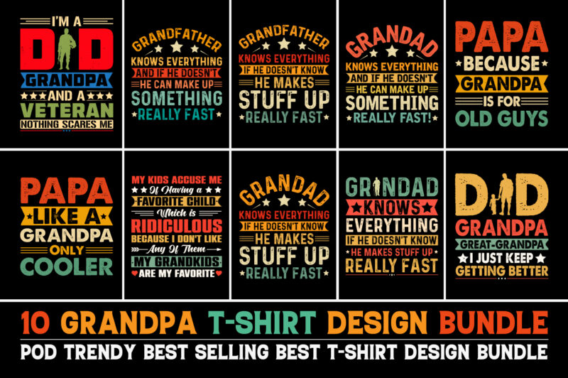 Grandpa T-Shirt Design Bundle