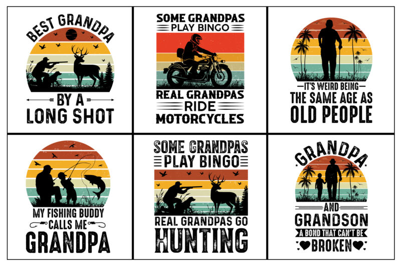 Dad Papa Daddy Father’s Day T-Shirt Designs SVG Bundle