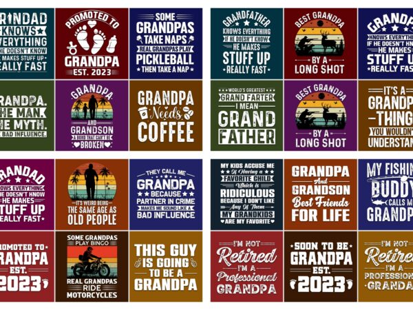 Grandpa Grandad Grand Father T-Shirt Design Bundle