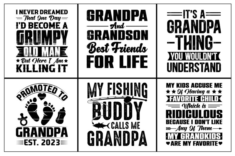 Dad Papa Daddy Father’s Day T-Shirt Designs SVG Bundle