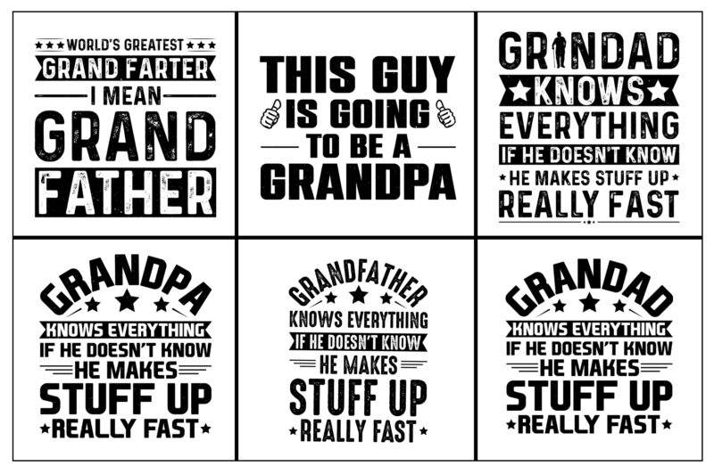 Dad Papa Daddy Father’s Day T-Shirt Designs SVG Bundle