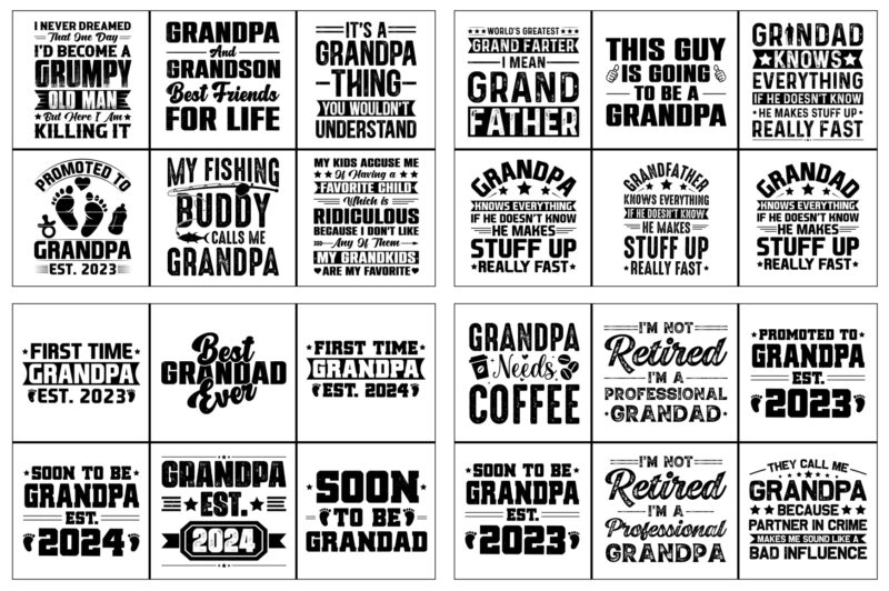 Dad Papa Daddy Father’s Day T-Shirt Designs SVG Bundle