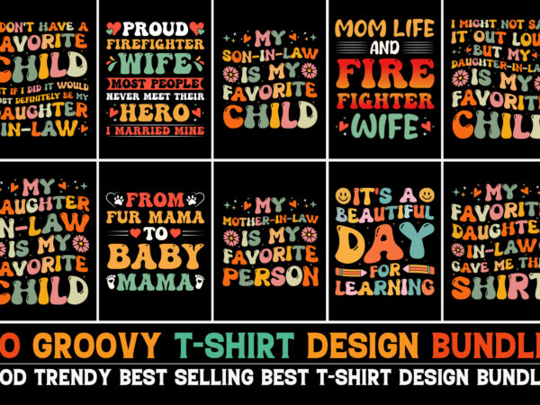 Groovy t-shirt design bundle