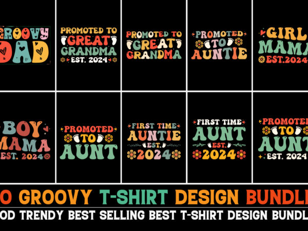 Groovy t-shirt design bundle