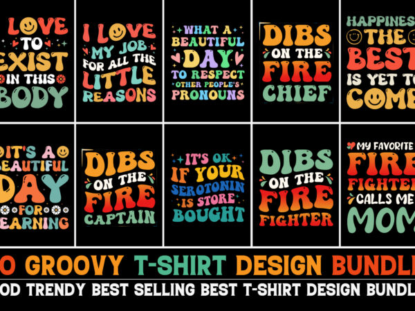 Groovy t-shirt design bundle