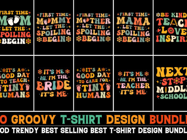 Groovy t-shirt design bundle