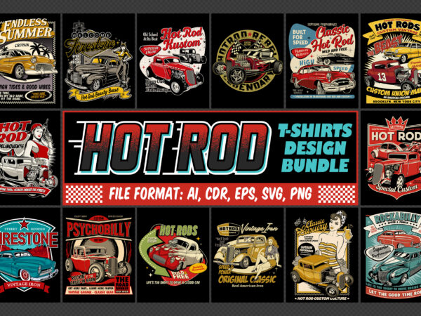Hot rod t-shirts design bundle
