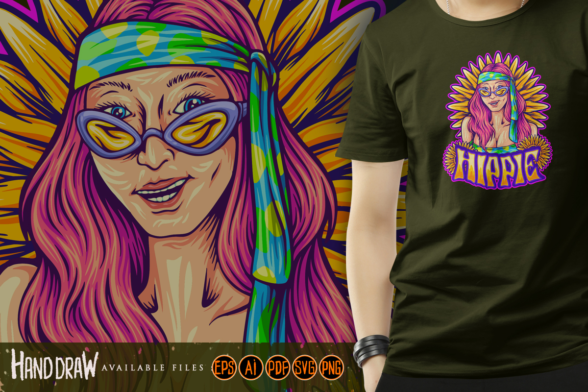 Happy girl hippie living in harmony - Buy t-shirt designs