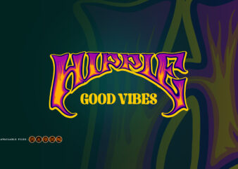 Hippie words typeface psychedelic style font