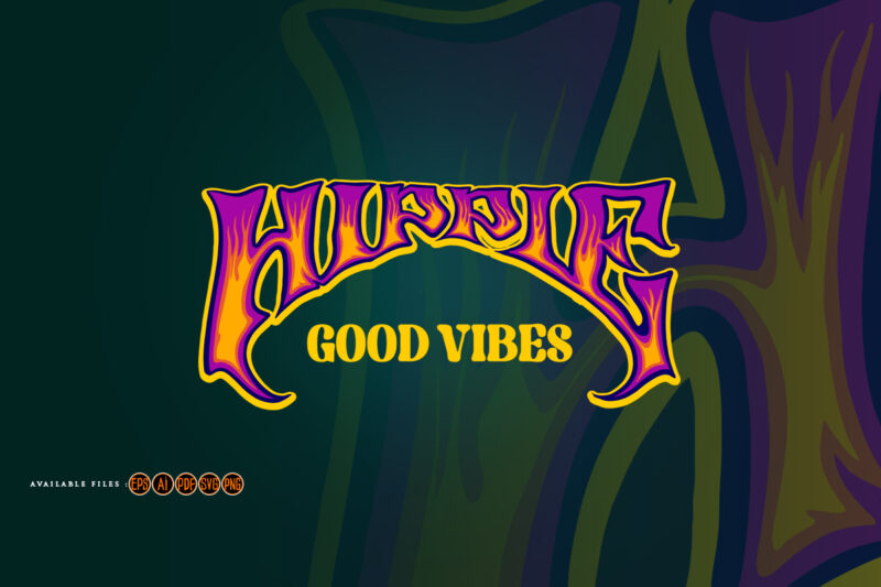 Hippie words typeface psychedelic style font