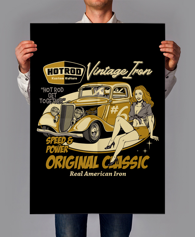 t-shirt vector HOT ROD T-shirts Design Bundle