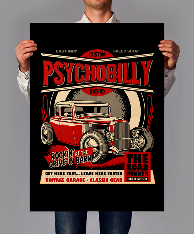 t-shirt vector HOT ROD T-shirts Design Bundle