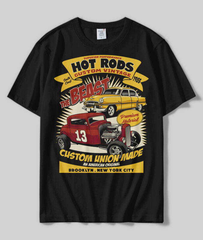 t-shirt vector HOT ROD T-shirts Design Bundle