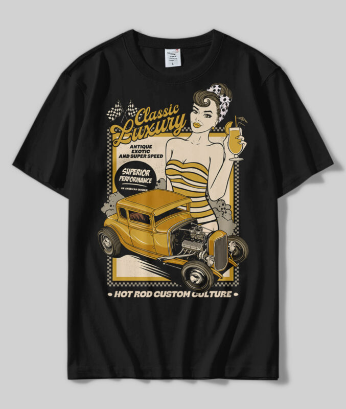 t-shirt vector HOT ROD T-shirts Design Bundle