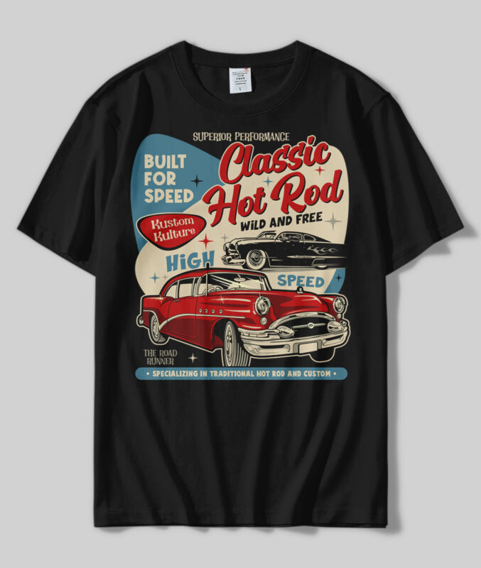 t-shirt vector HOT ROD T-shirts Design Bundle