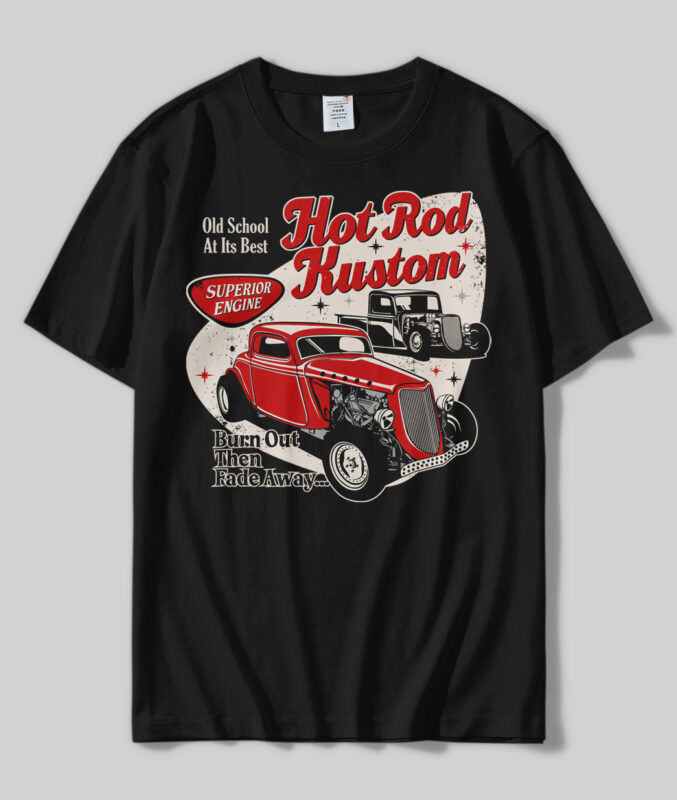 t-shirt vector HOT ROD T-shirts Design Bundle