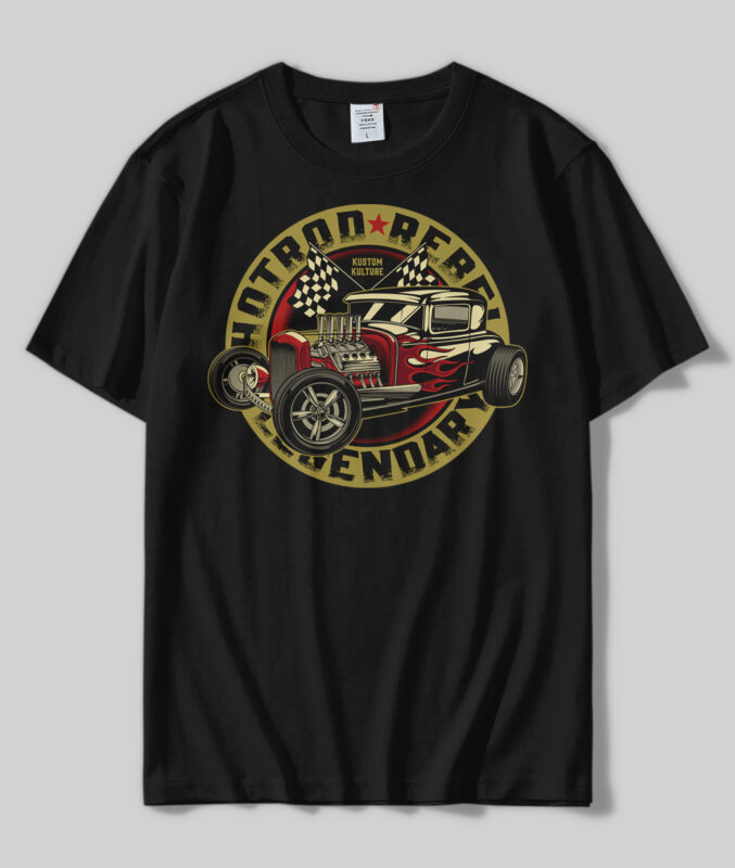 t-shirt vector HOT ROD T-shirts Design Bundle