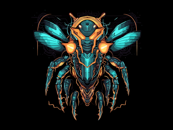Insect monster robotic cyberpunk t shirt design graphic, insect best seller tshirt design, insect png file design