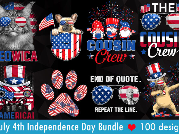 July 4th independence day vector t-shirt design bundle – 100 designs