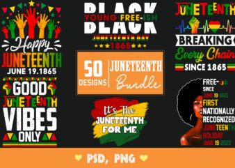 Buy JuneTeenth Vector T-shirt Design Bundle For Sale – 50 Designs