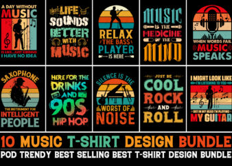 Music T-Shirt Design Bundle-Trendy Pod Best T-Shirt Design Bundle