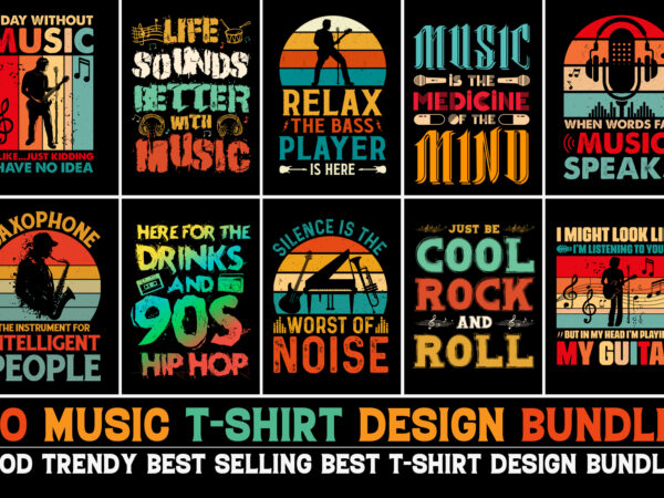 Music t-shirt design bundle-trendy pod best t-shirt design bundle