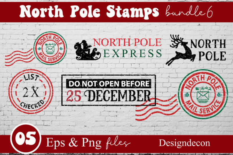 north pole rubber stamps mini bundle, post stamp designs set, santa stamp design collection, north pole stickers, christmas logo, reindeer express special delivery badge, shipping labels, Santa's mail, post stamp