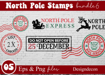 North pole rubber stamps mini bundle, post stamp designs set, santa stamp design collection, north pole stickers, christmas logo, reindeer express special delivery badge, shipping labels, santa's mail, post stamp