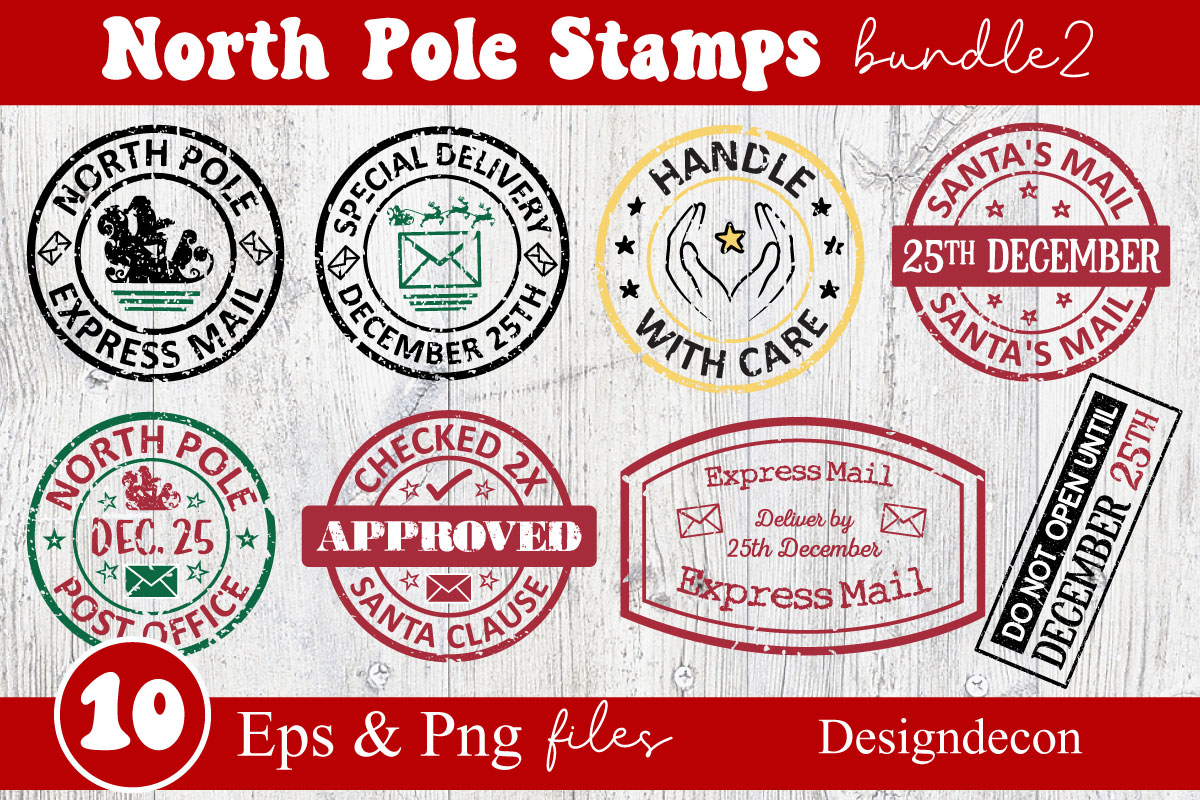 Christmas Stamp SVG PNG DXF North Pole Express Post Cutting 