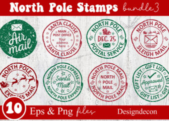 North pole rubber stamps bundle, post stamp designs set, santa stamp design collection, north pole stickers, christmas logo, reindeer express special delivery badge, shipping labels, santa's mail, post stamp sticker