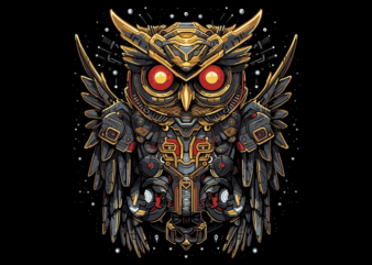 Owl mecha t shirt design graphic, Owl mecha best seller tshirt design, Owl mecha PNG file design