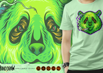 Panda blissfully smoking a cannabis joint t shirt illustration