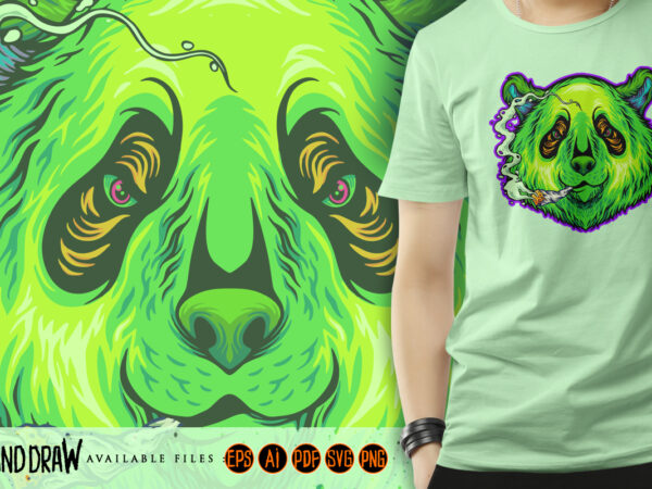 Panda blissfully smoking a cannabis joint t shirt illustration